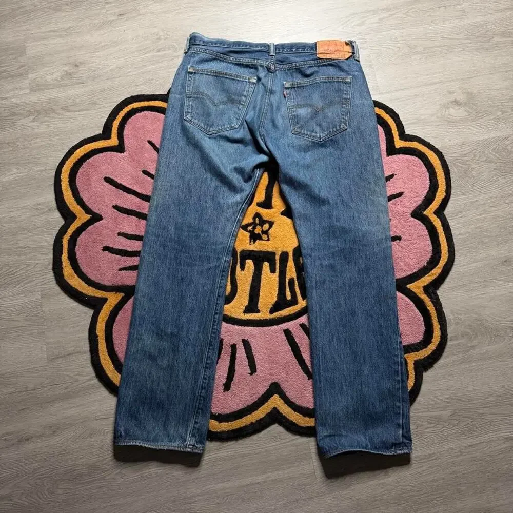 Levi’s 501 Button Fly Straight Leg Dirty Wash Denim Jeans 36x32 (36x30)